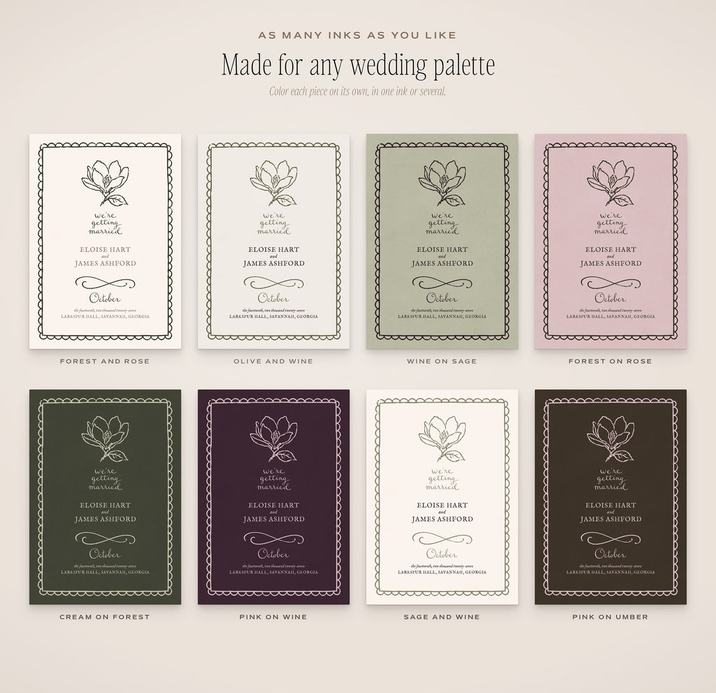 Floral Wedding Invitation & Sign Builder Kit, any wedding palette