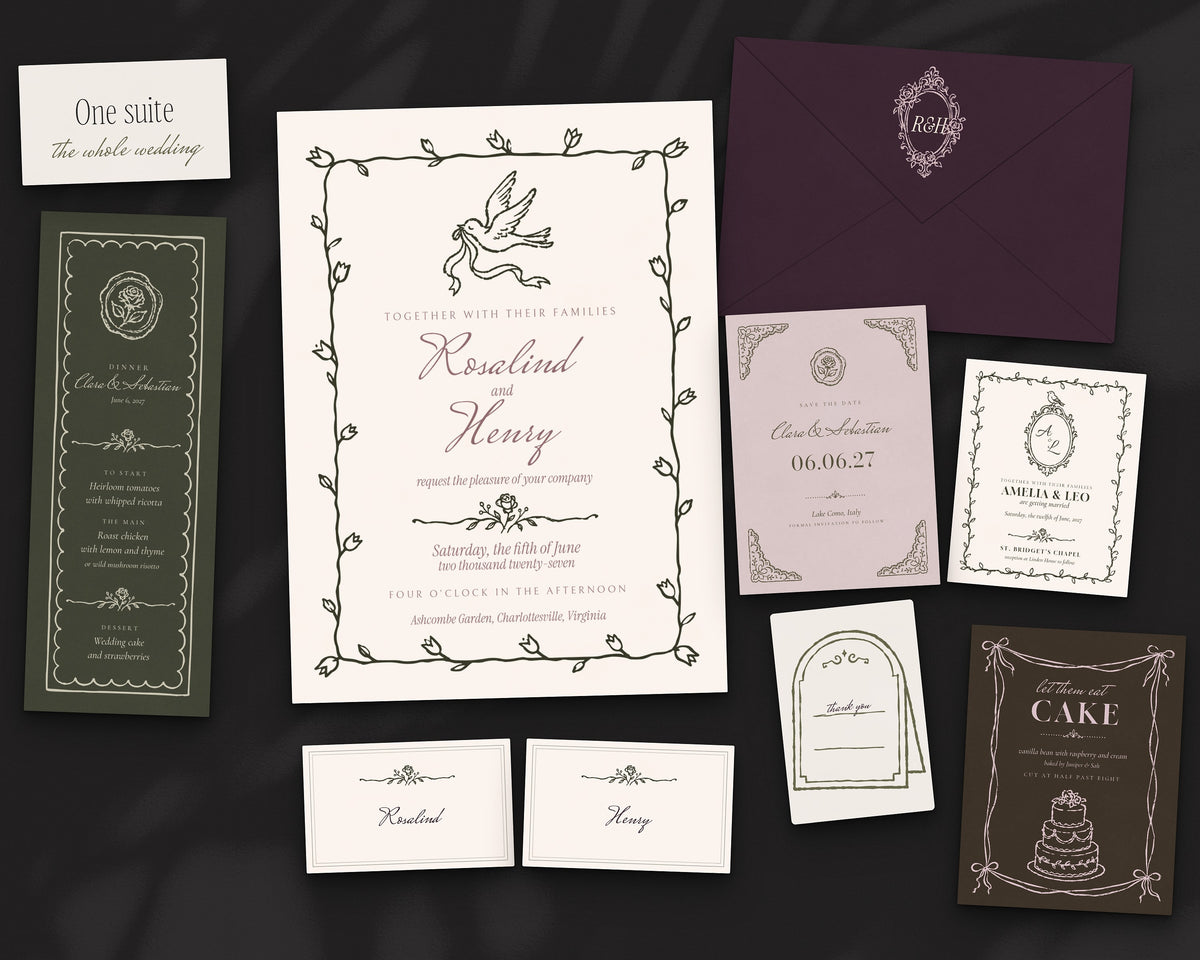 Floral Wedding Invitation & Sign Builder Kit, the whole wedding