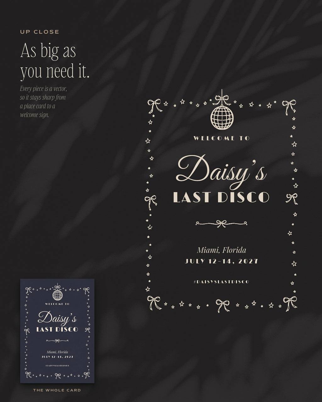 Bachelorette Invitation & Sign Builder Kit, up close
