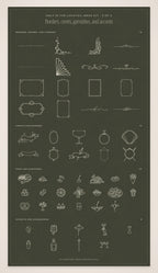 Cocktail Menu Builder Kit, borders, crests, and garnishes
