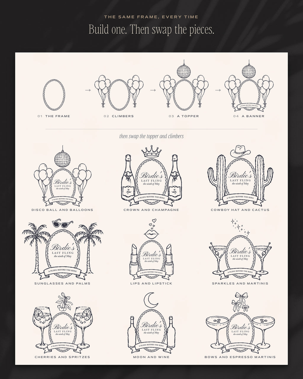 Bachelorette Crest & Logo Builder Kit, build one then swap