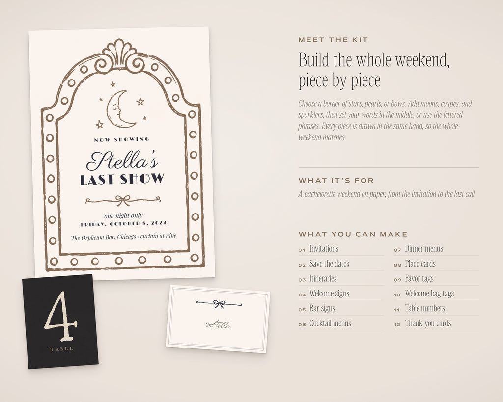 Bachelorette Invitation & Sign Builder Kit, introduction