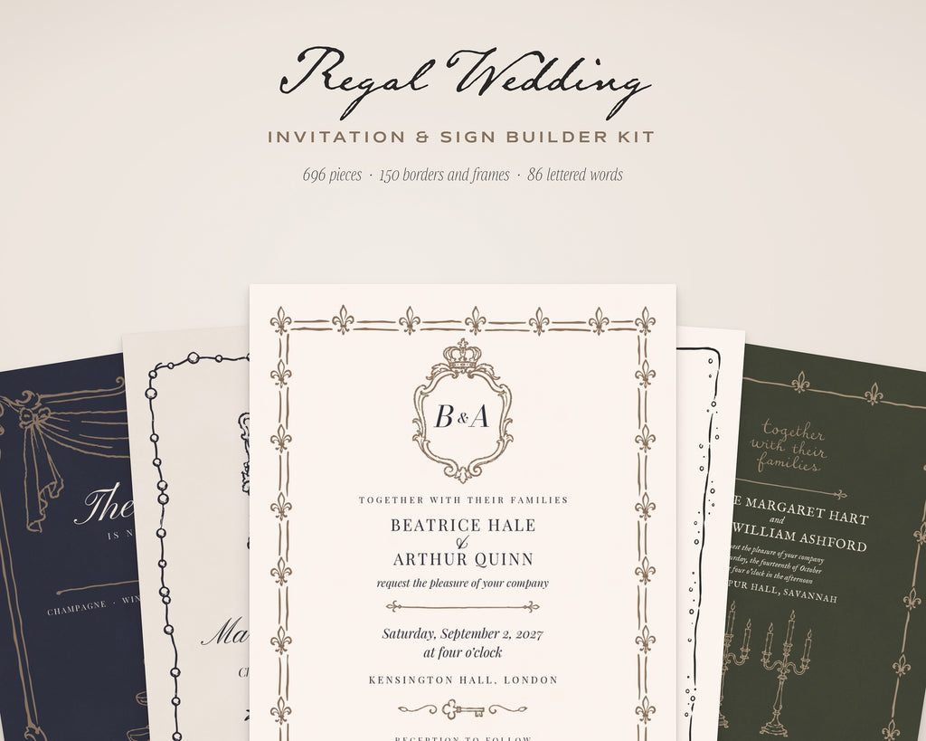 Regal Wedding Invitation & Sign Builder Kit, the suite stacked