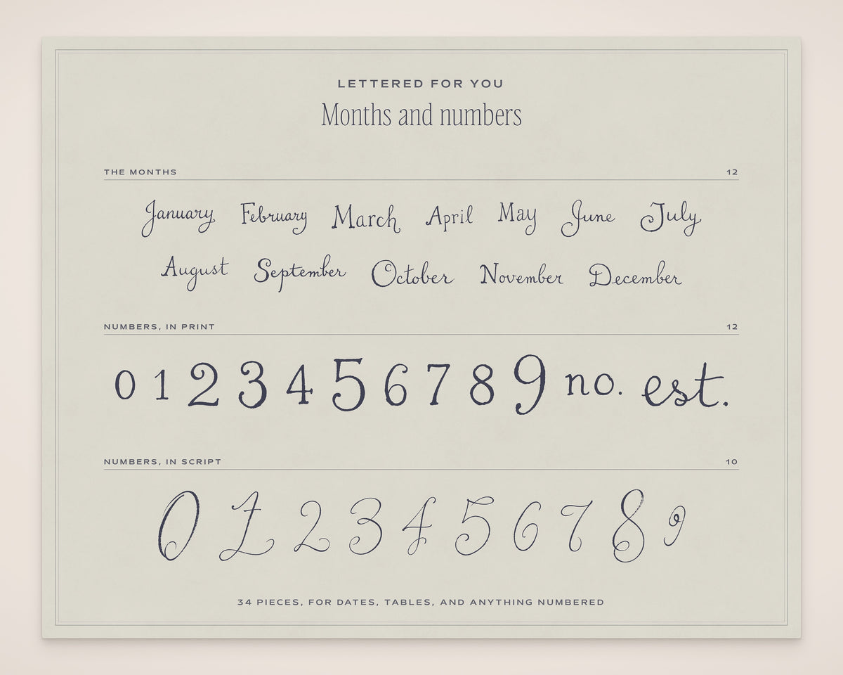 Bachelorette Invitation & Sign Builder Kit, months and numbers