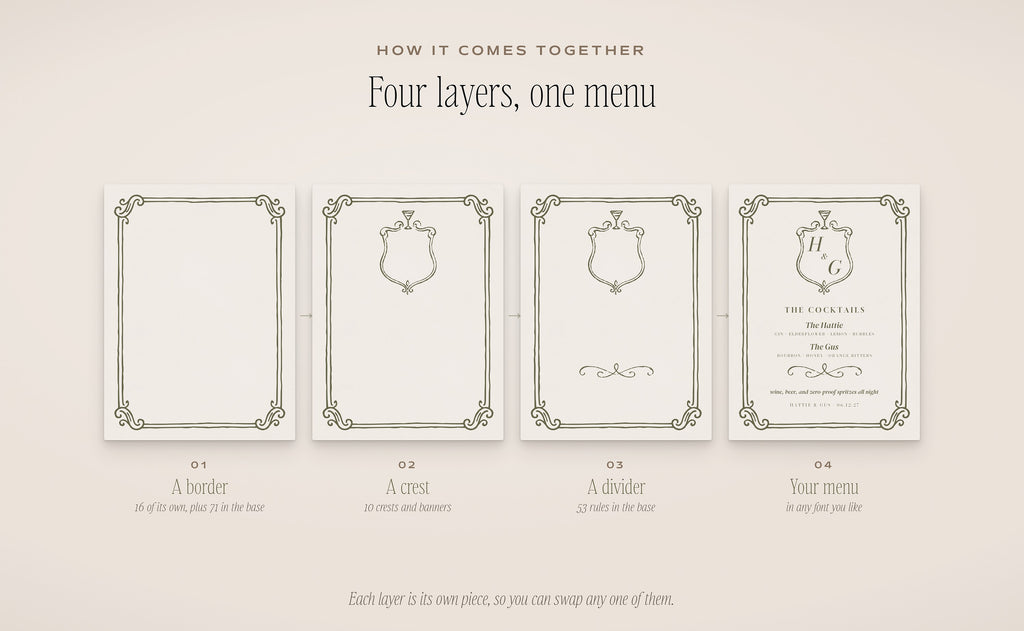 Cocktail Menu Builder Kit, four layers