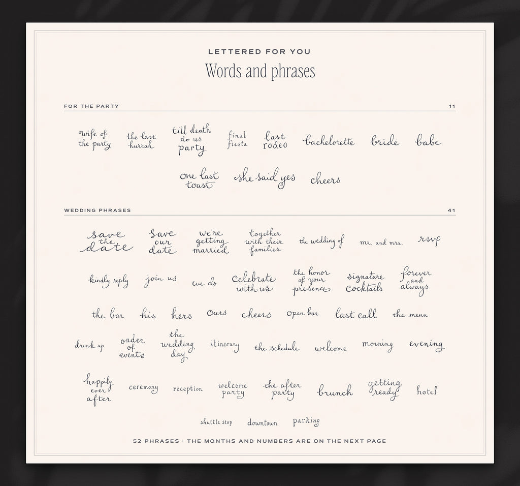 Bachelorette Invitation & Sign Builder Kit, words and phrases