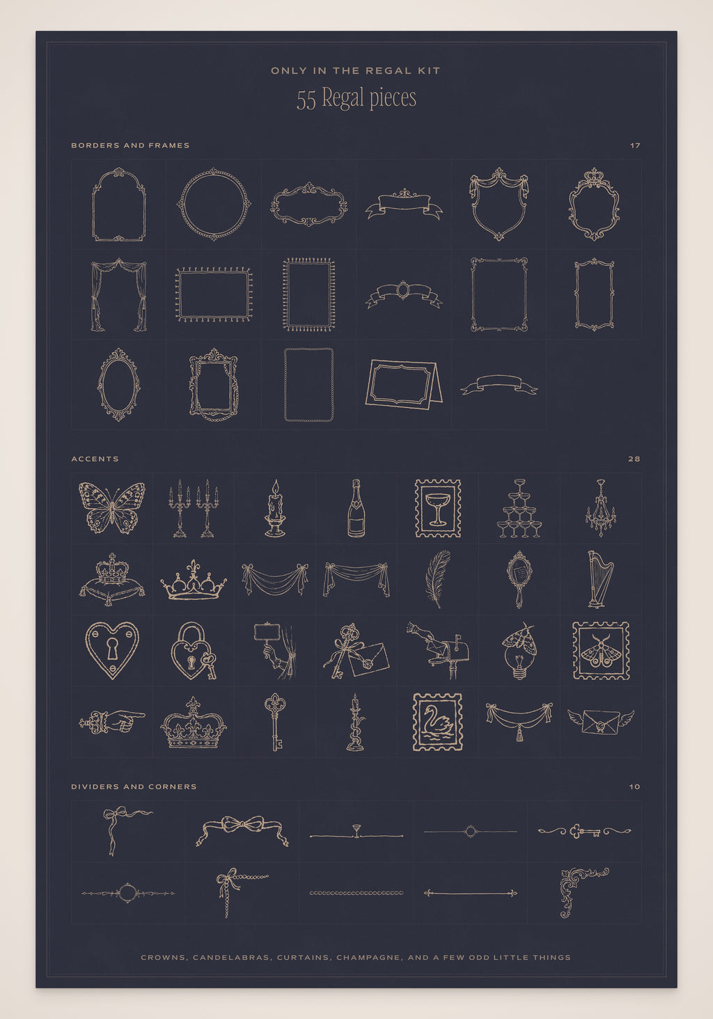 Regal Wedding Invitation & Sign Builder Kit, regal pieces