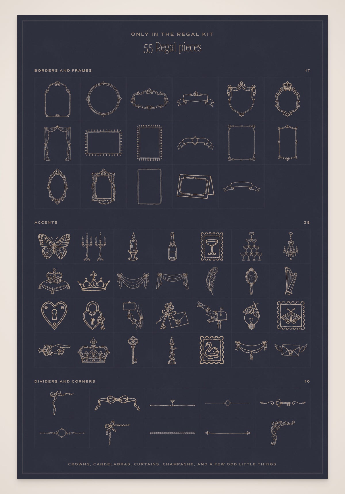 Regal Wedding Invitation & Sign Builder Kit, regal pieces