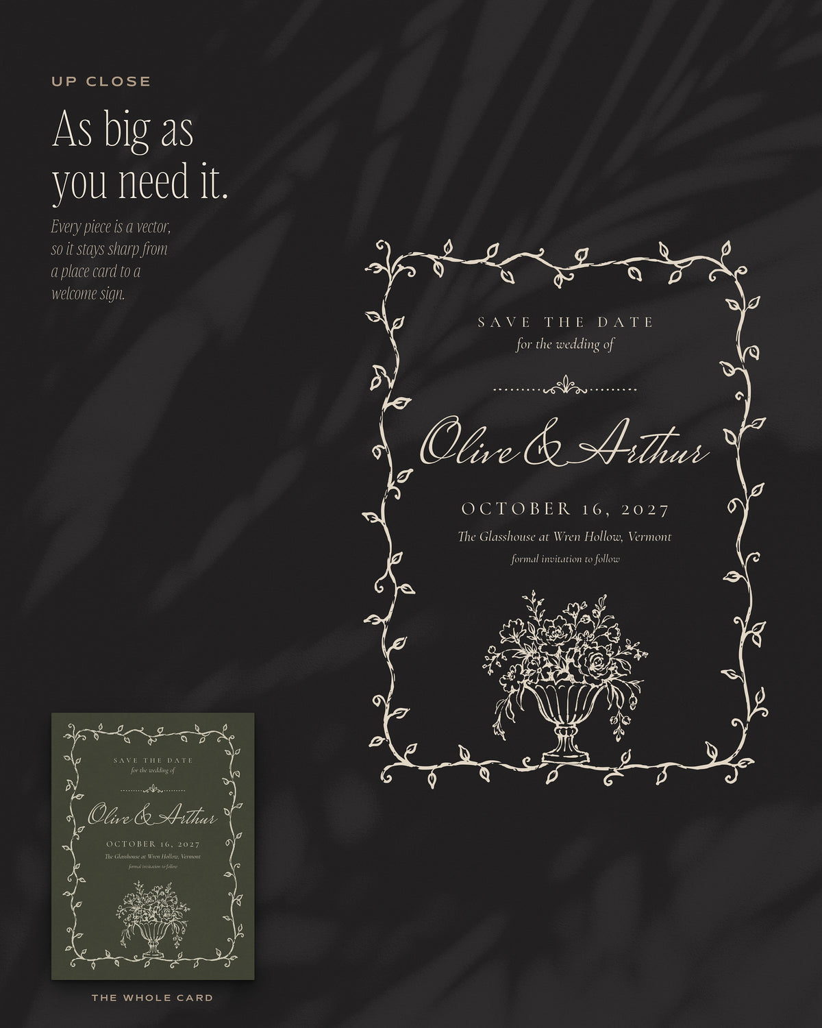 Floral Wedding Invitation & Sign Builder Kit, up close
