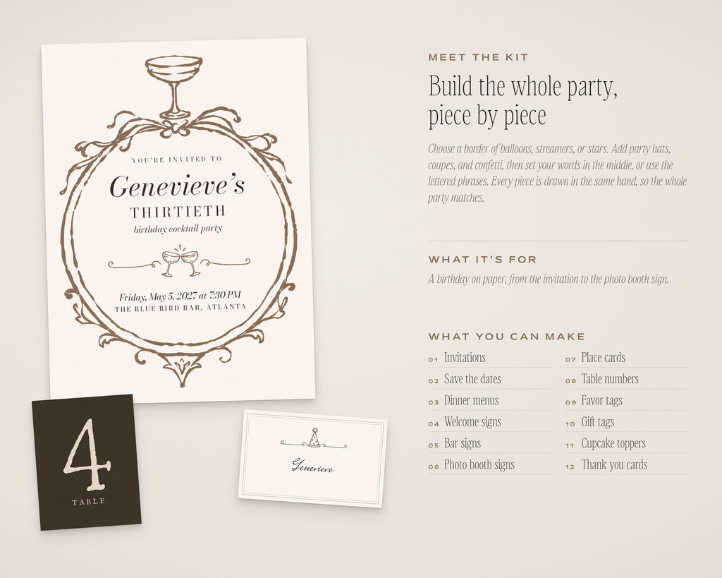 Birthday Invitation & Sign Builder Kit, introduction
