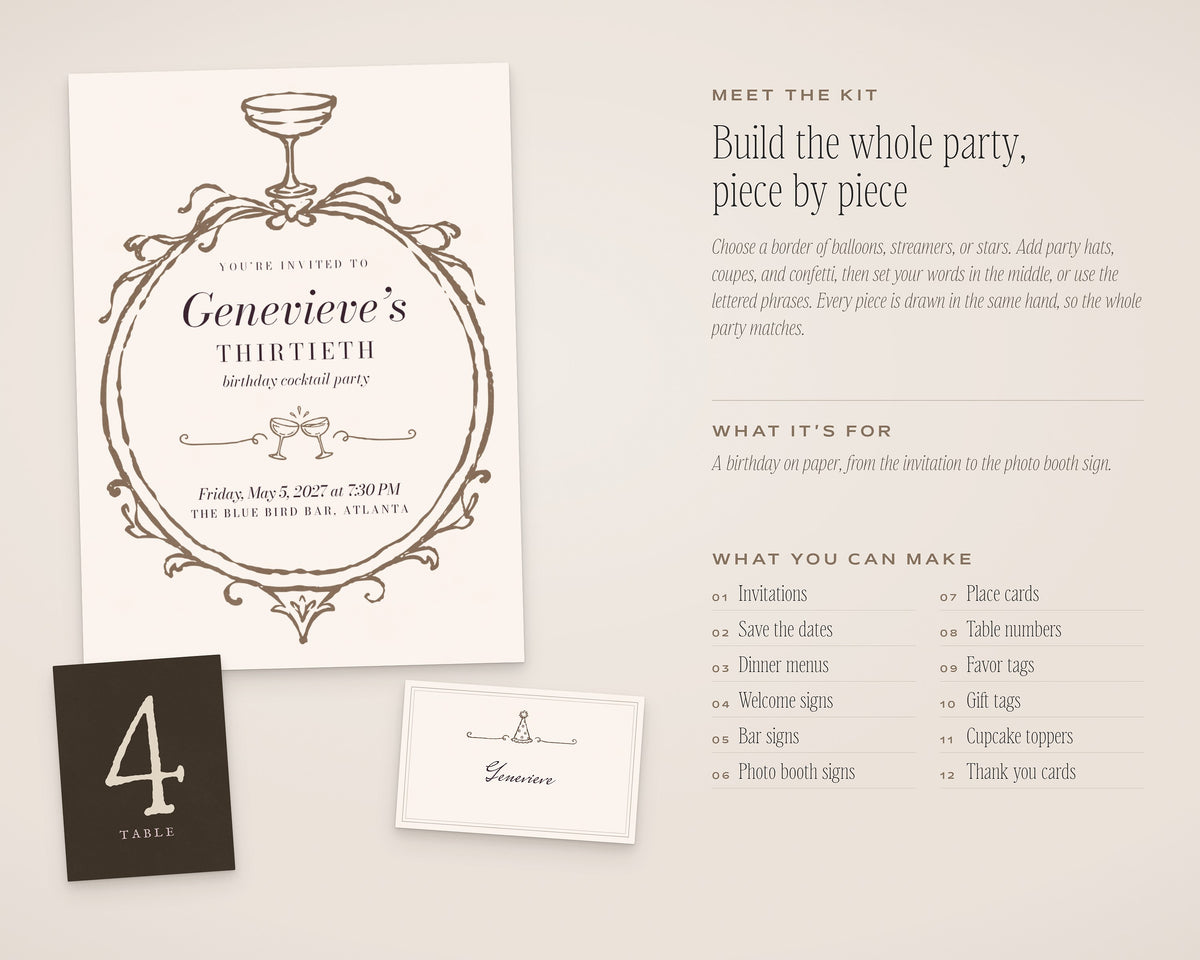 Birthday Invitation & Sign Builder Kit, introduction