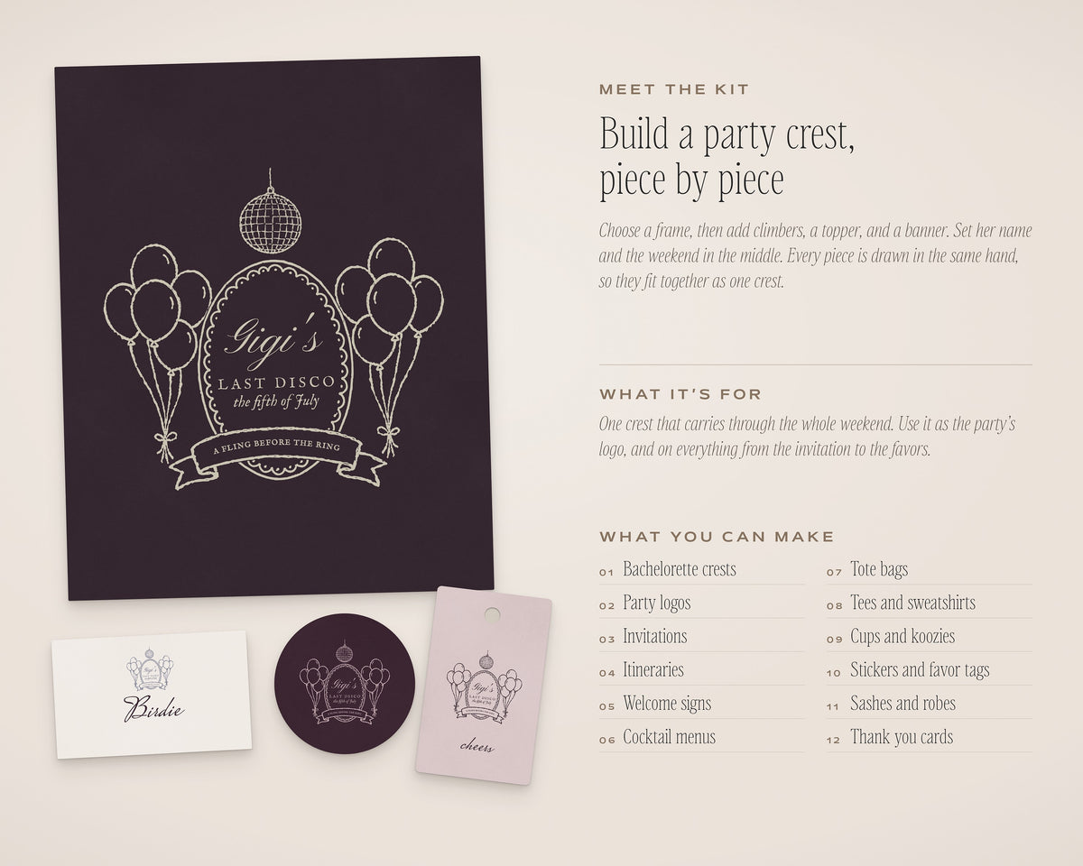 Bachelorette Crest & Logo Builder Kit, introduction