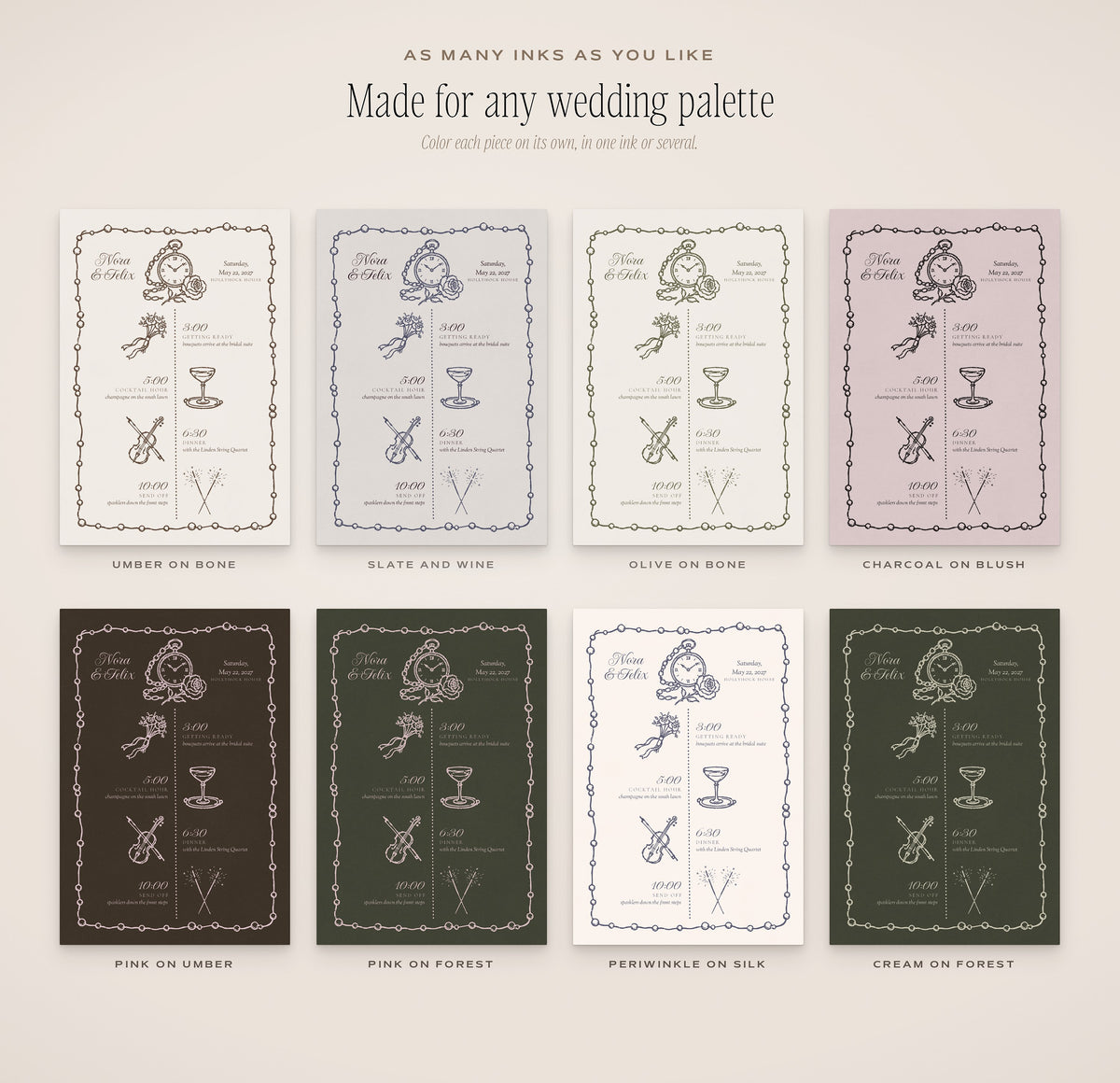Wedding Timeline Builder Kit, any wedding palette