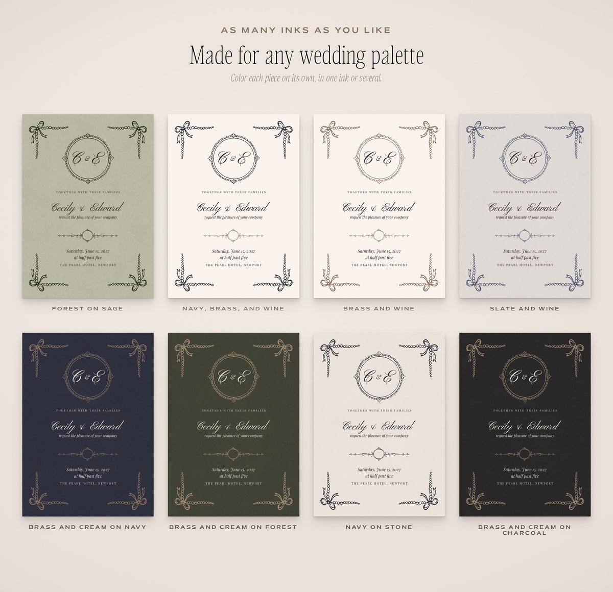 Regal Wedding Invitation & Sign Builder Kit, any wedding palette