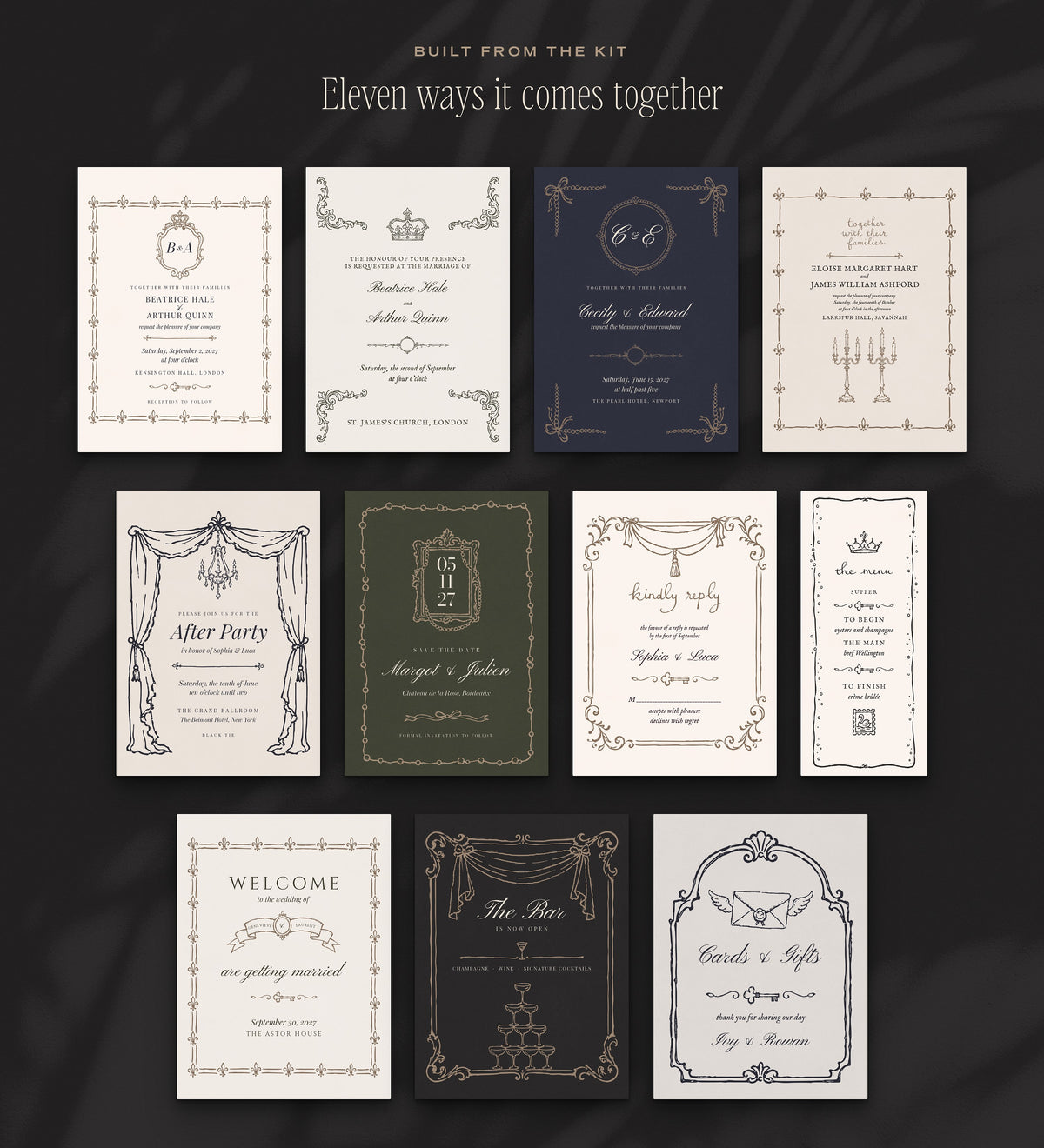 Regal Wedding Invitation & Sign Builder Kit, built from the kit