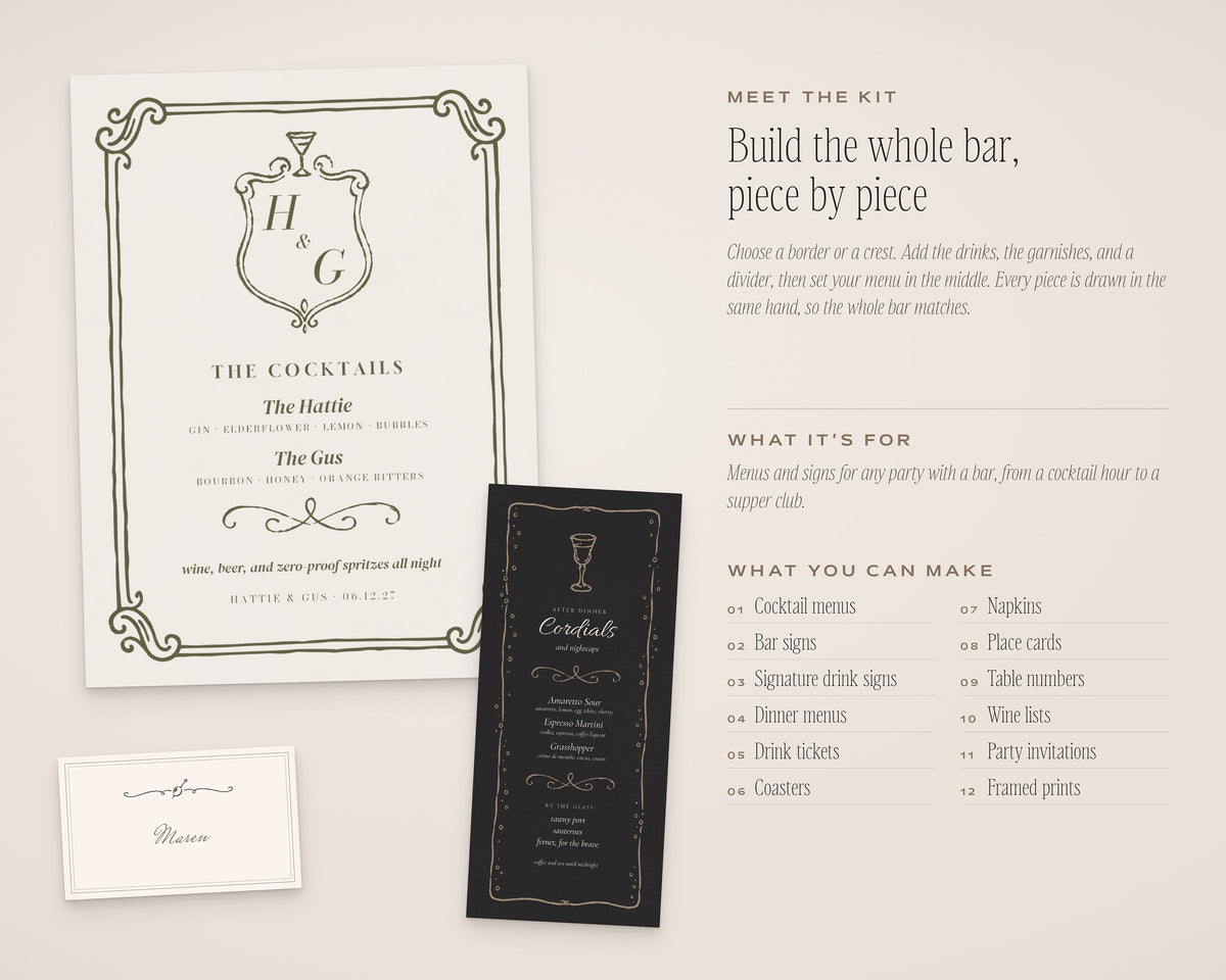 Cocktail Menu Builder Kit, introduction