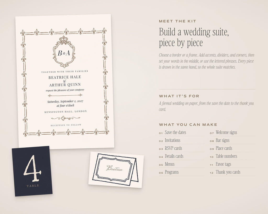 Regal Wedding Invitation & Sign Builder Kit, introduction