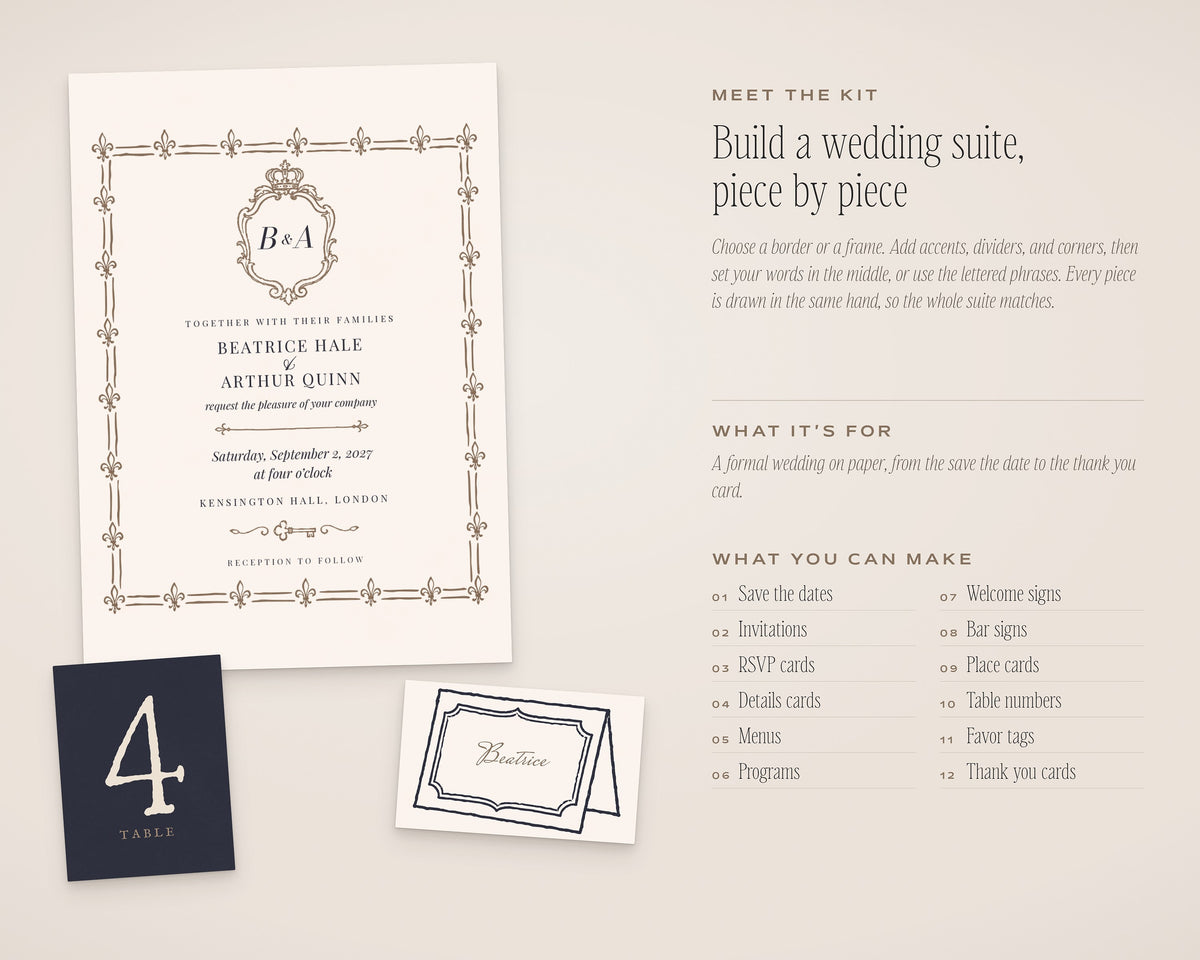 Regal Wedding Invitation & Sign Builder Kit, introduction