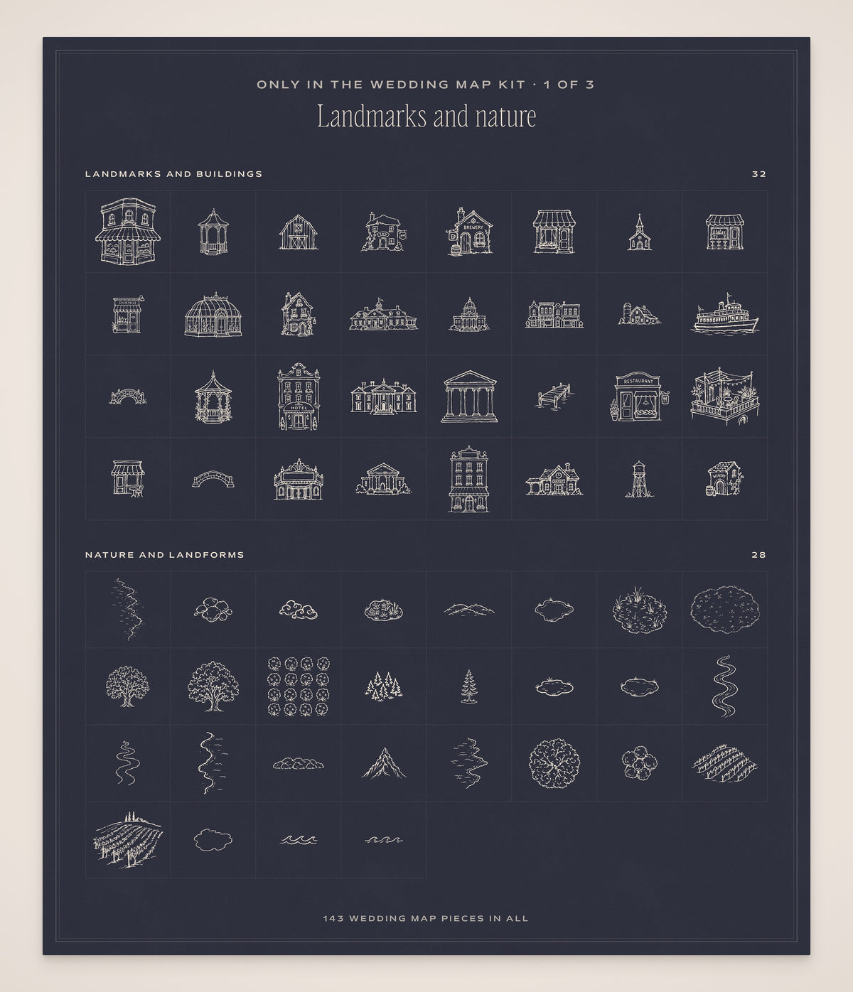Wedding Map Builder Kit, map pieces 1