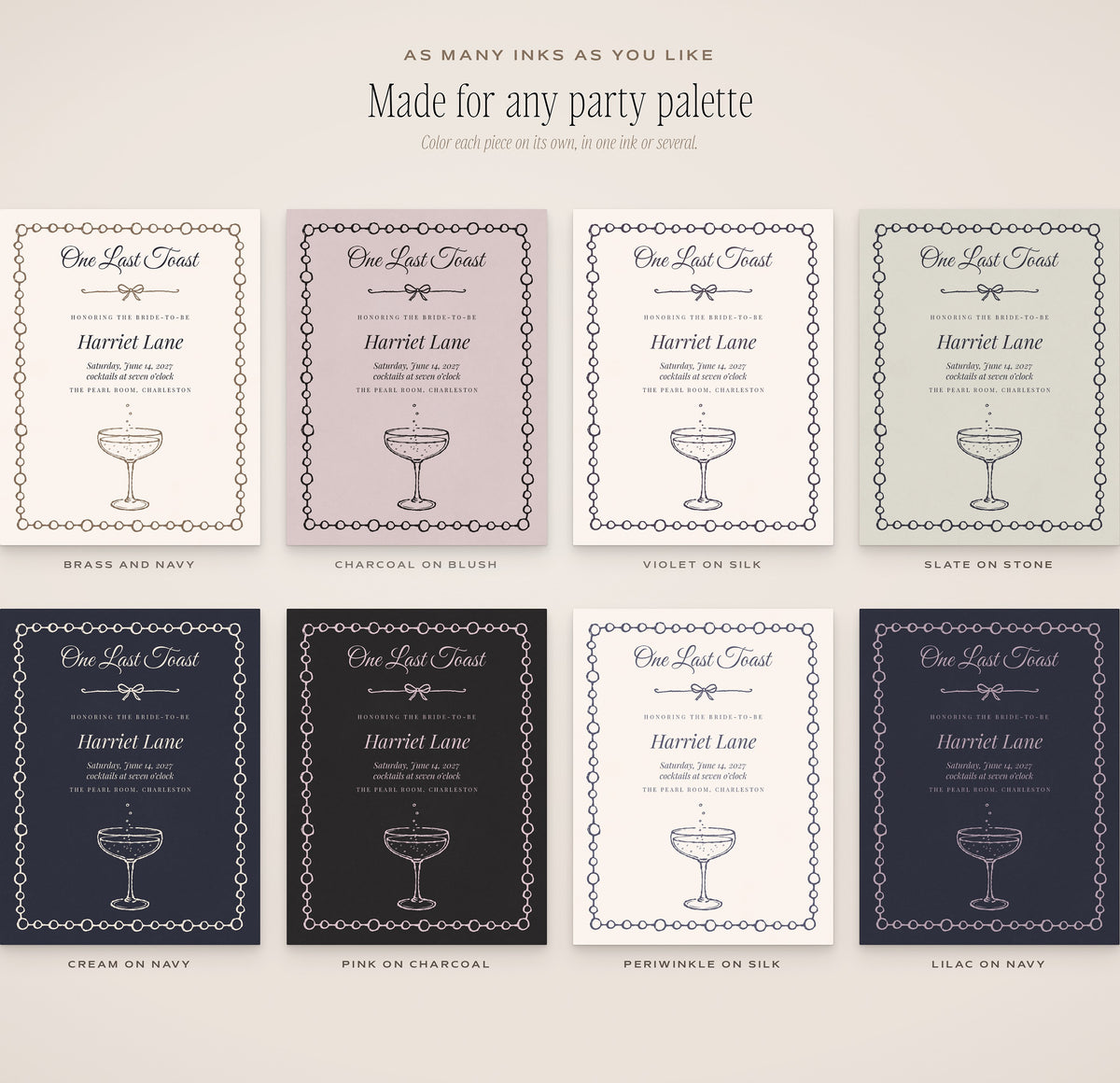 Bachelorette Invitation & Sign Builder Kit, any party palette