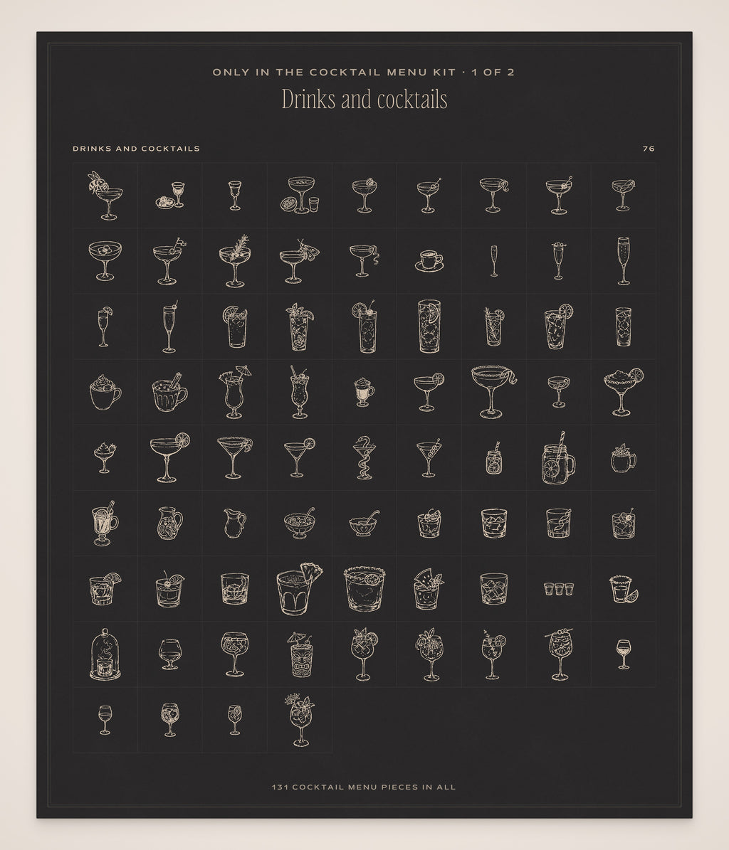 Cocktail Menu Builder Kit, drinks and cocktails