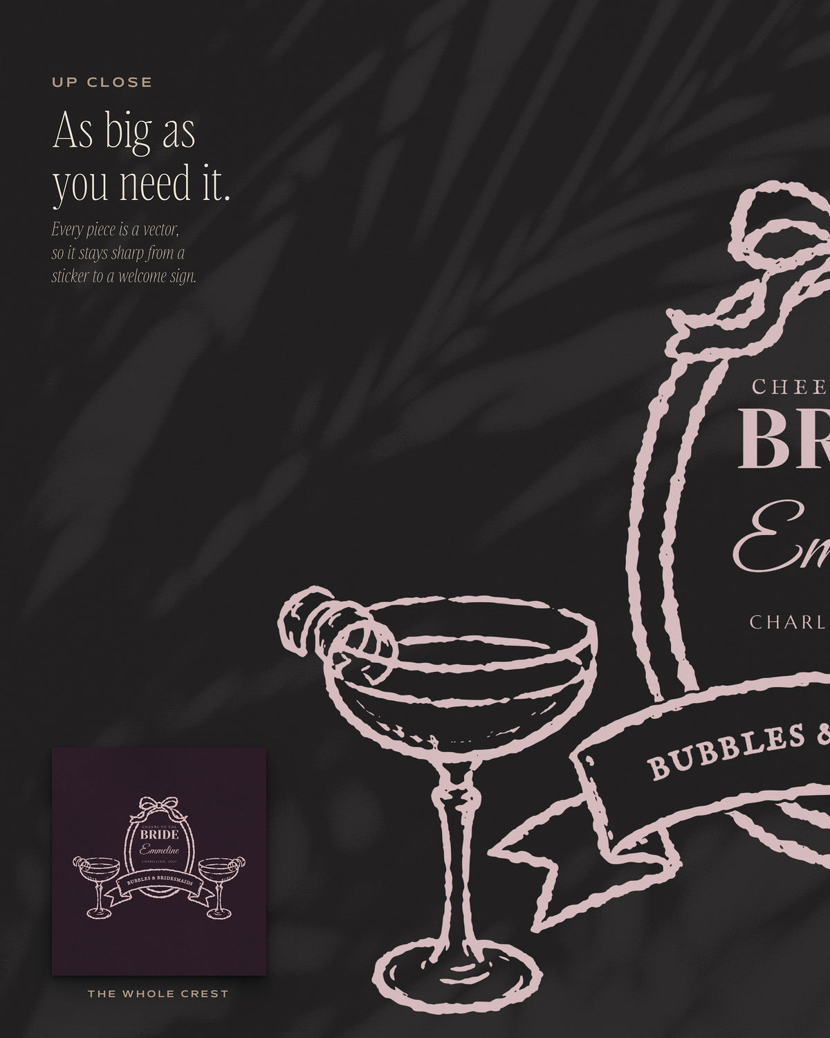 Bachelorette Crest & Logo Builder Kit, up close