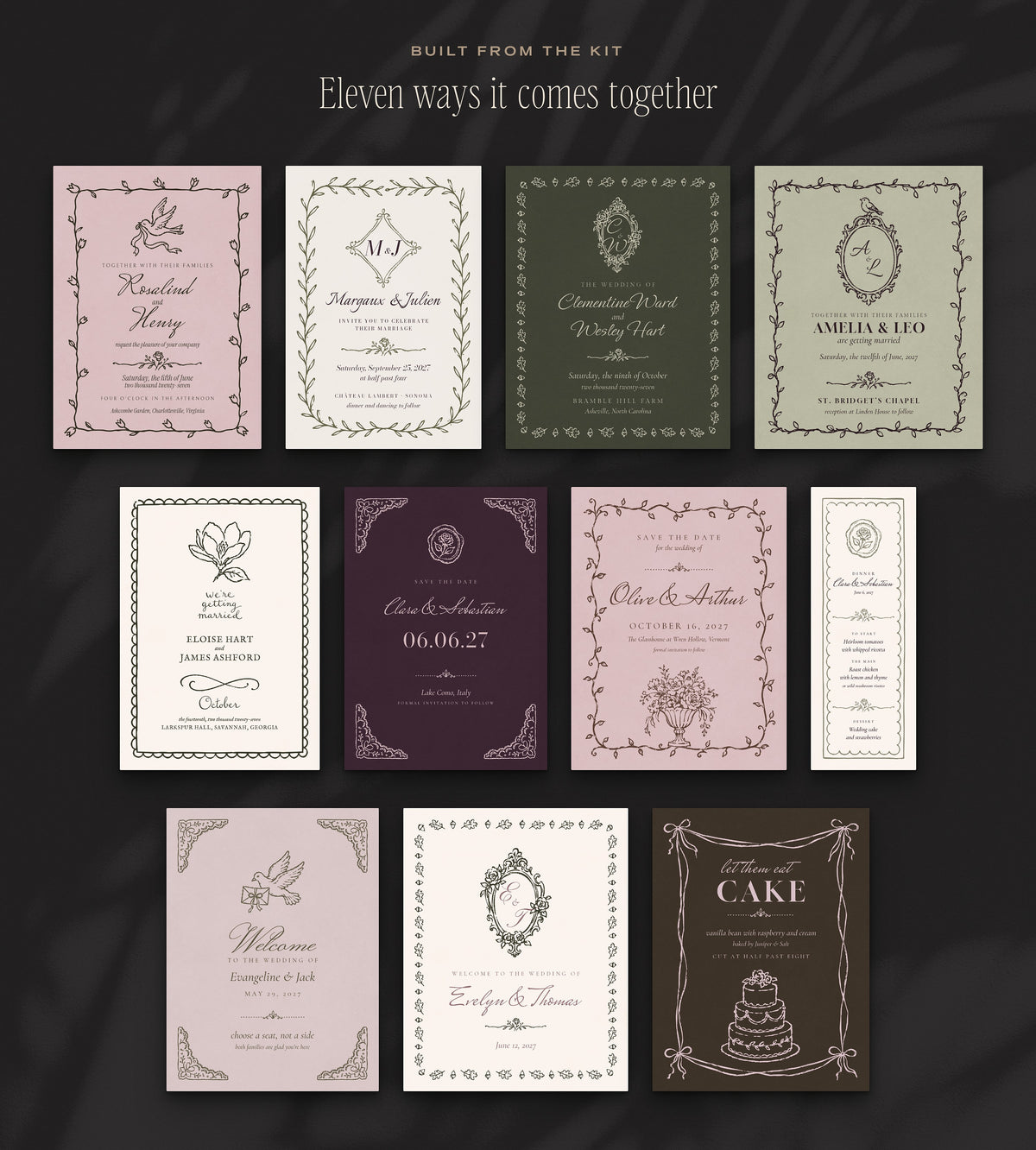 Floral Wedding Invitation & Sign Builder Kit, built from the kit
