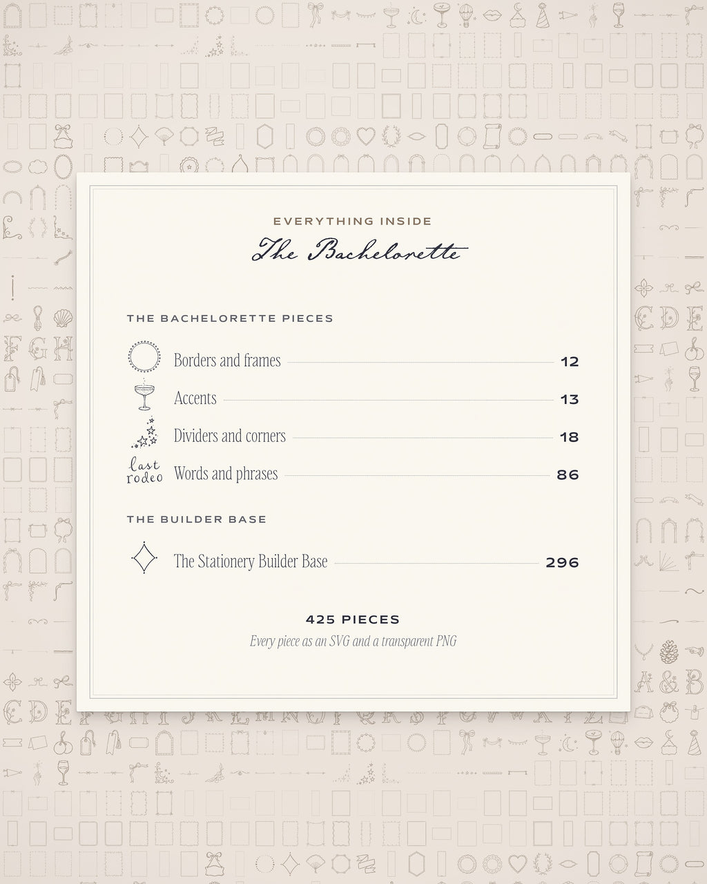 Bachelorette Invitation & Sign Builder Kit, everything inside
