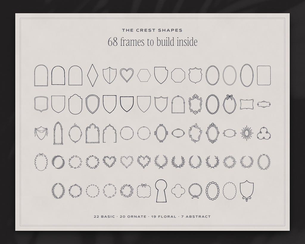 Wedding Crest & Logo Builder Kit, the crest shapes