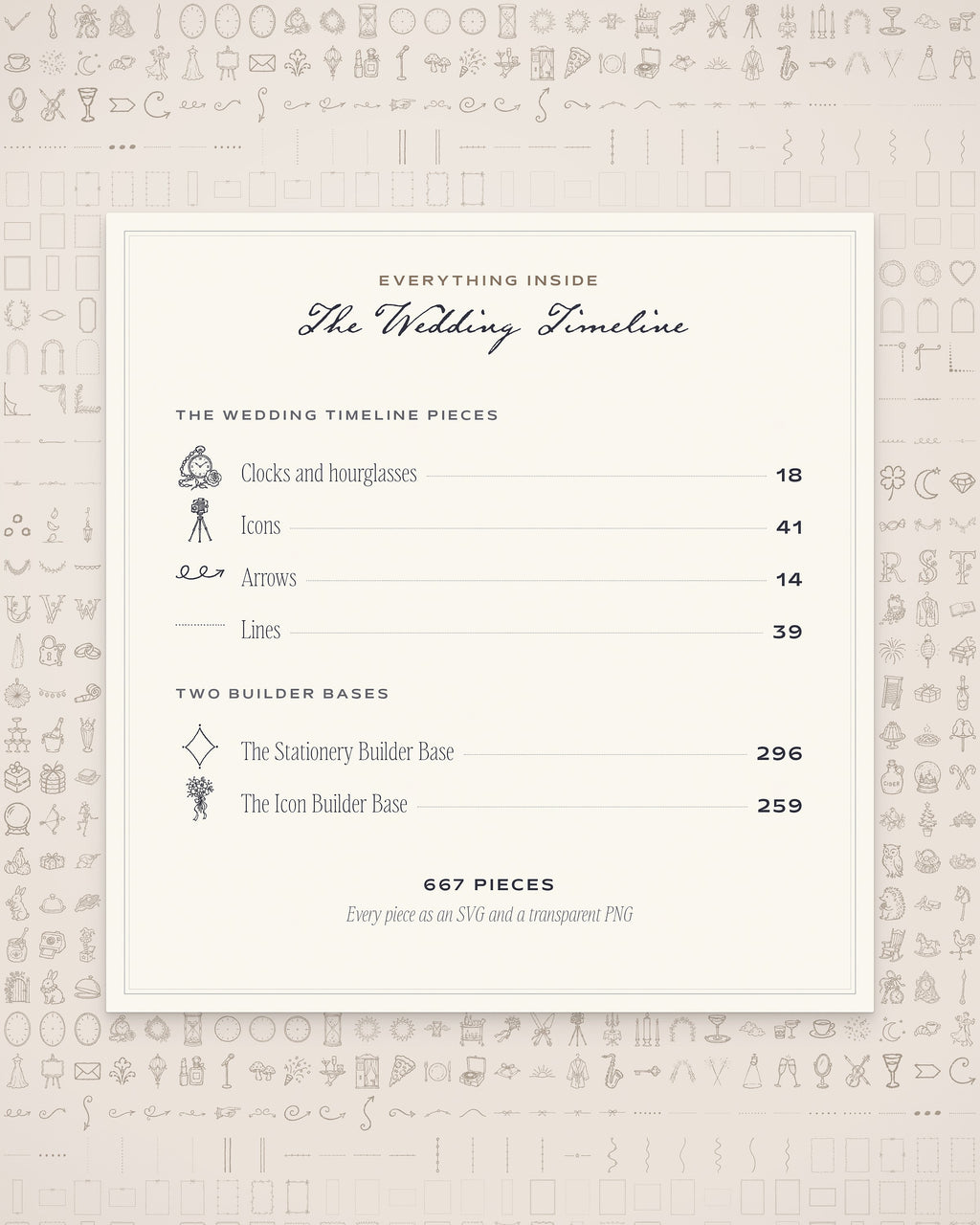 Wedding Timeline Builder Kit, everything inside