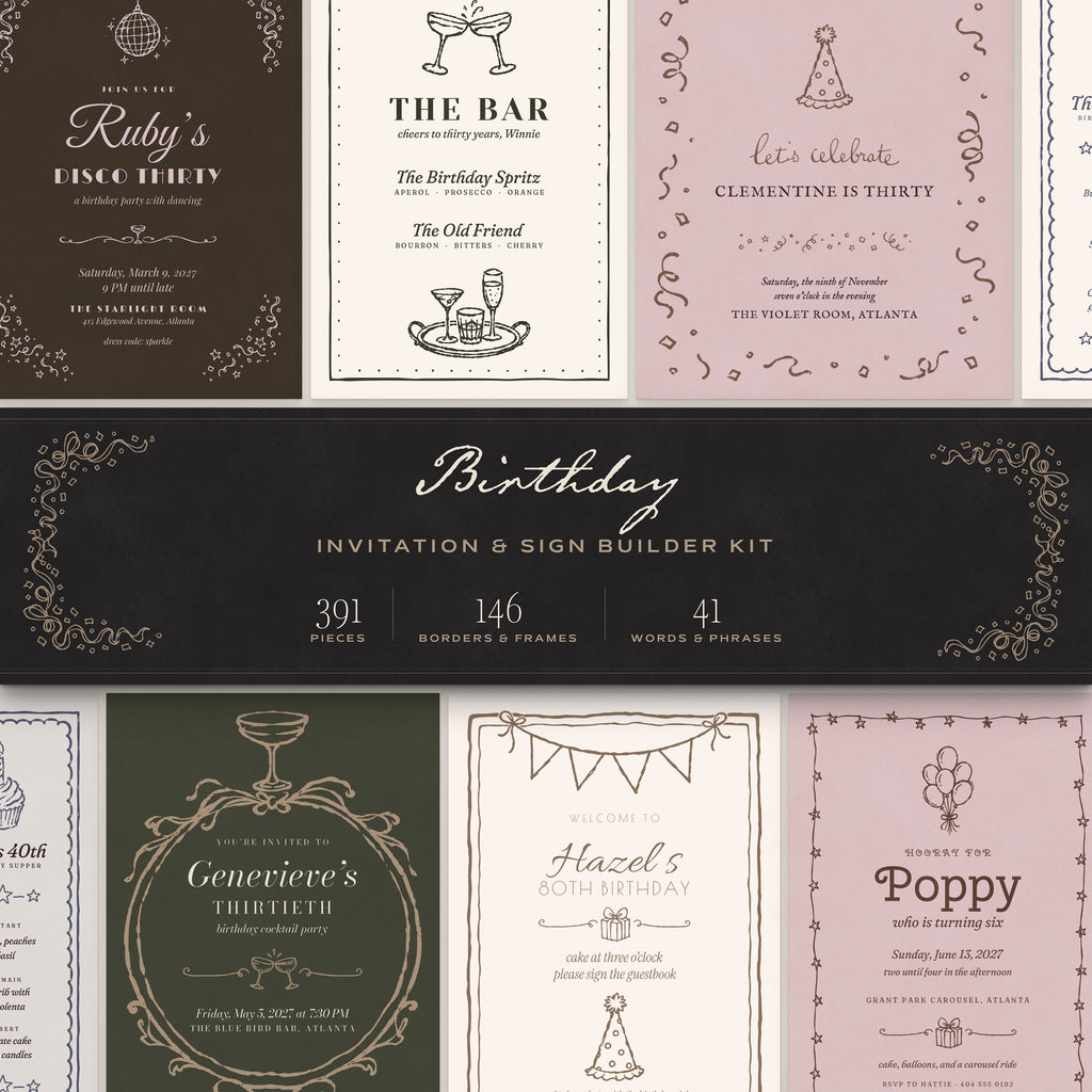 Birthday Invitation & Sign Builder Kit, cover