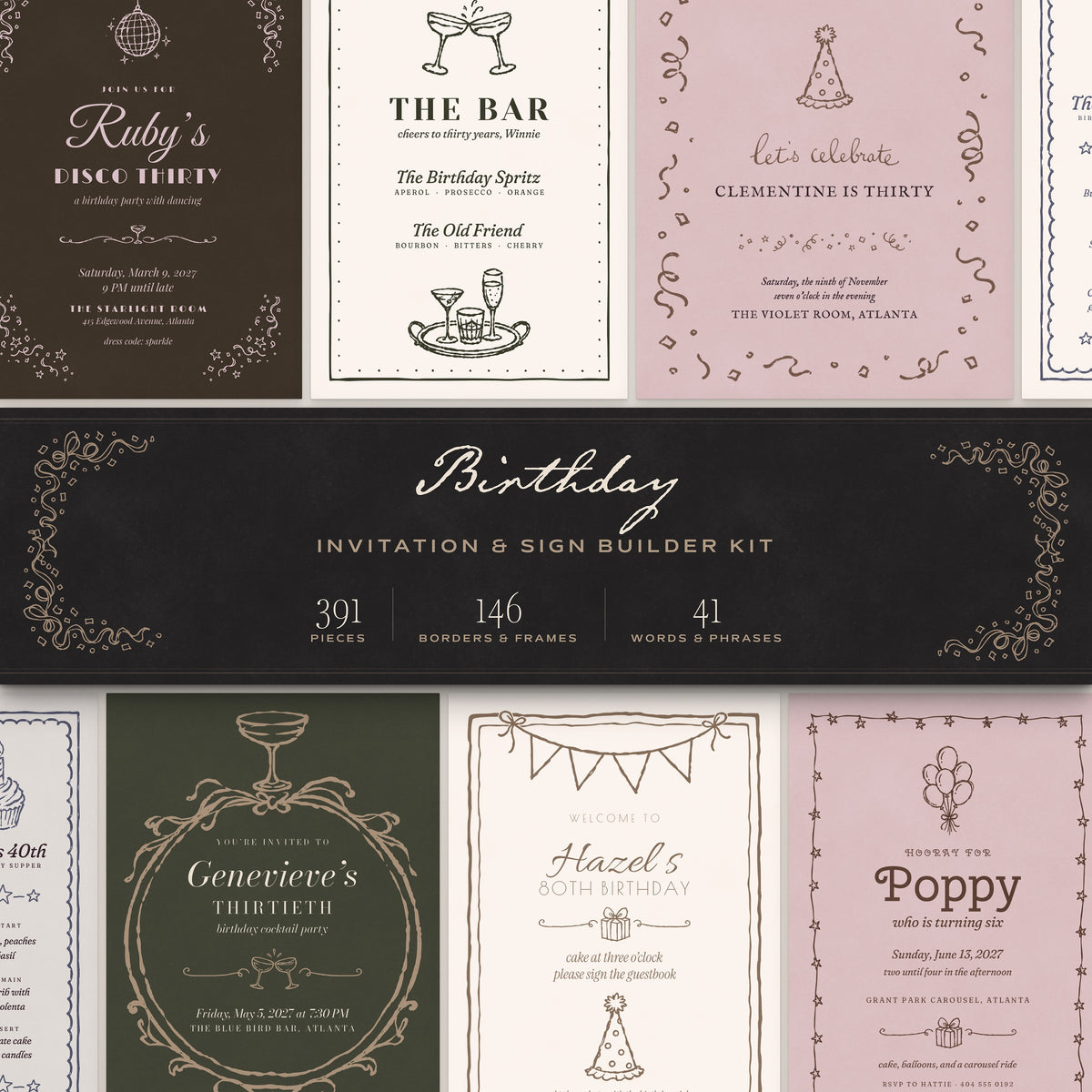 Birthday Invitation & Sign Builder Kit, cover