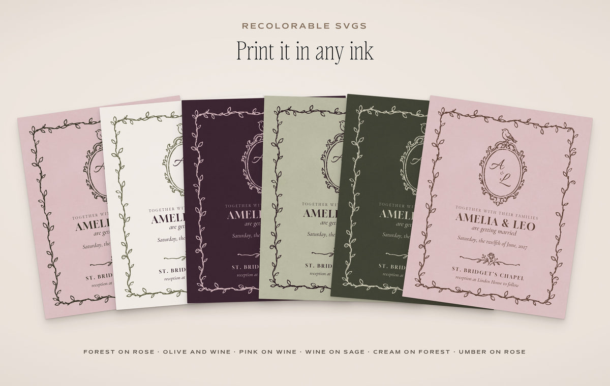 Floral Wedding Invitation & Sign Builder Kit, any ink