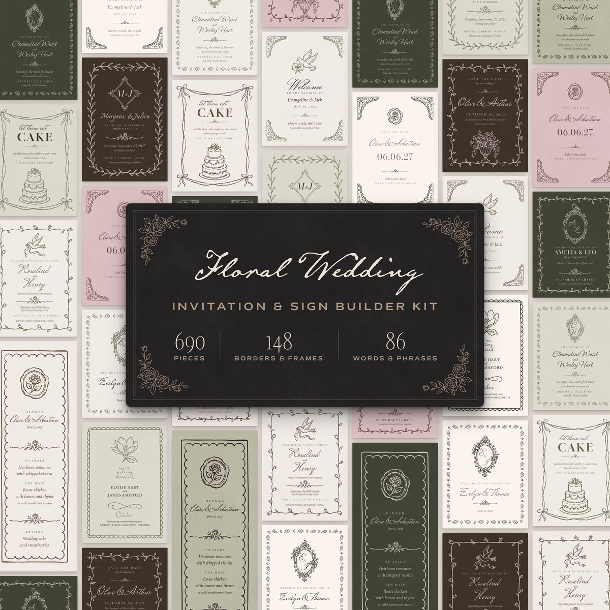 Floral Wedding Invitation & Sign Builder Kit, cover