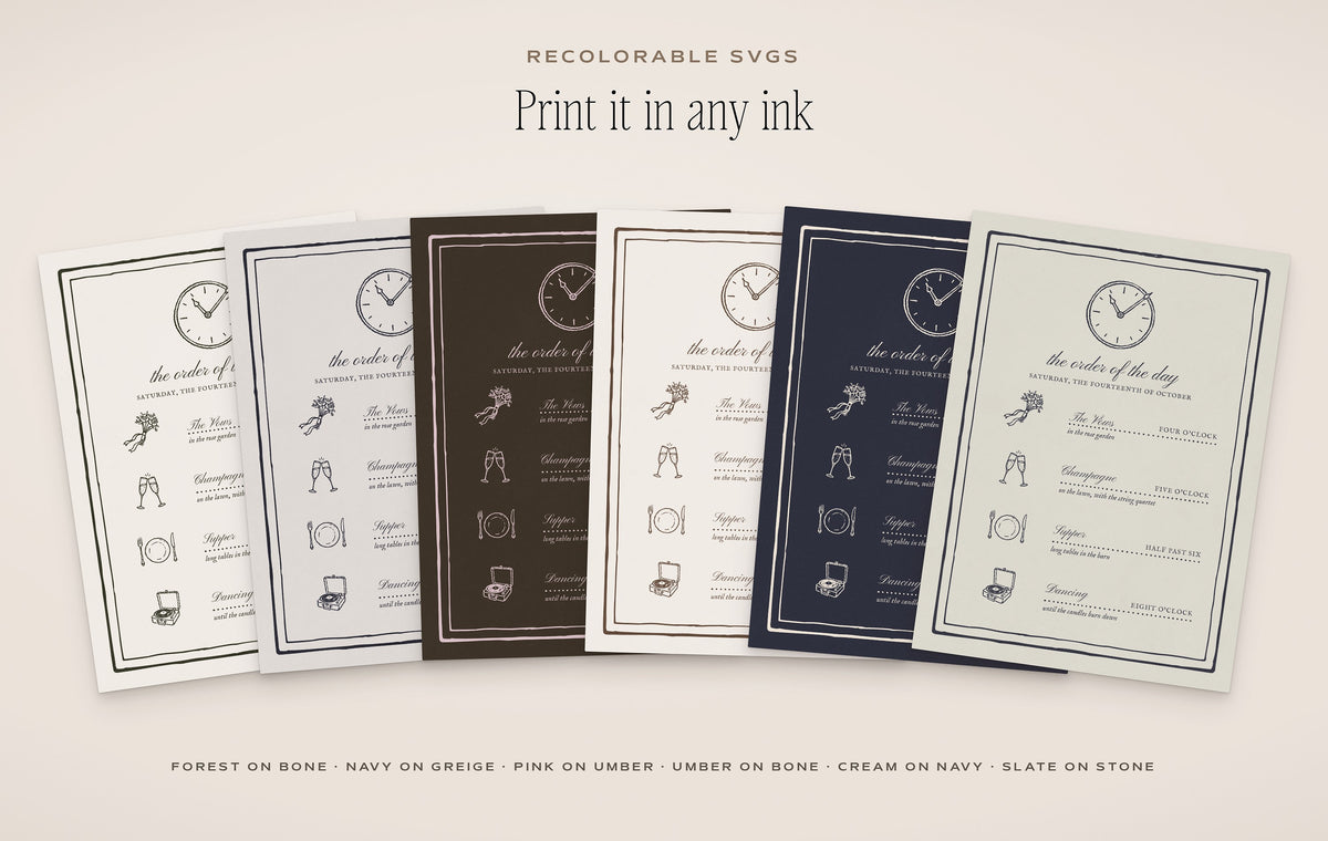 Wedding Timeline Builder Kit, any ink