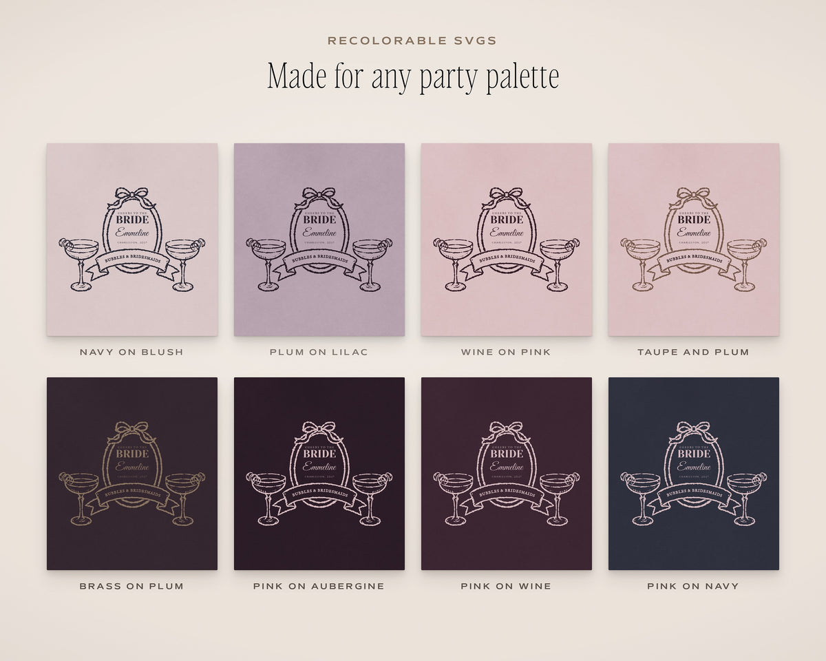 Bachelorette Crest & Logo Builder Kit, any party palette