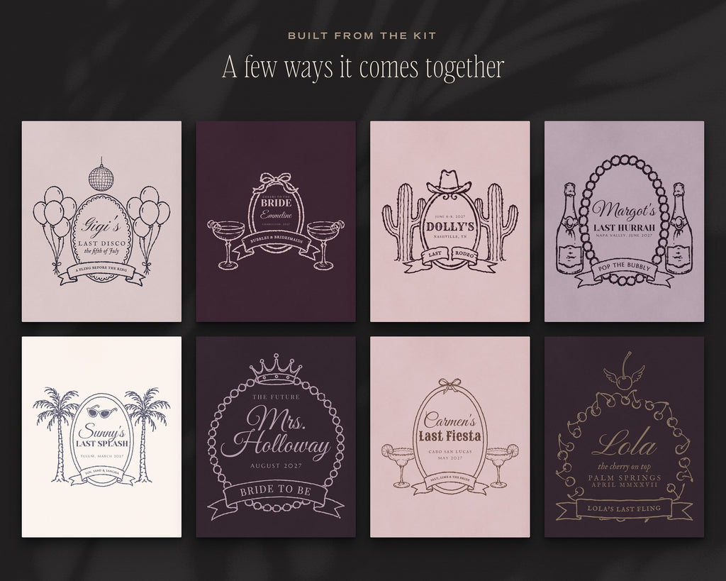 Bachelorette Crest & Logo Builder Kit, built from the kit
