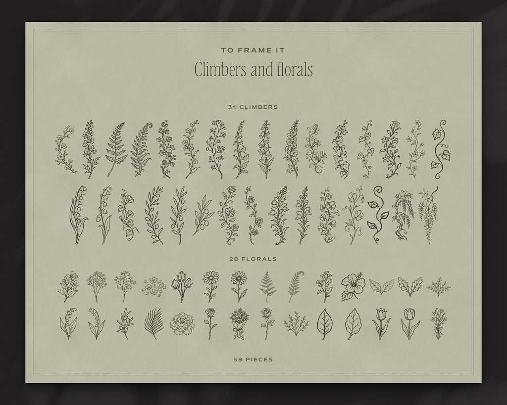 Wedding Crest & Logo Builder Kit, climbers and florals