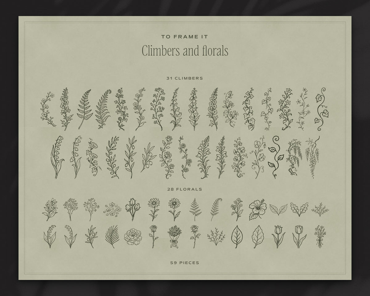Wedding Crest & Logo Builder Kit, climbers and florals