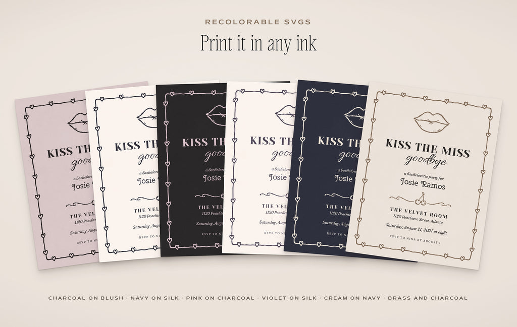 Bachelorette Invitation & Sign Builder Kit, any ink