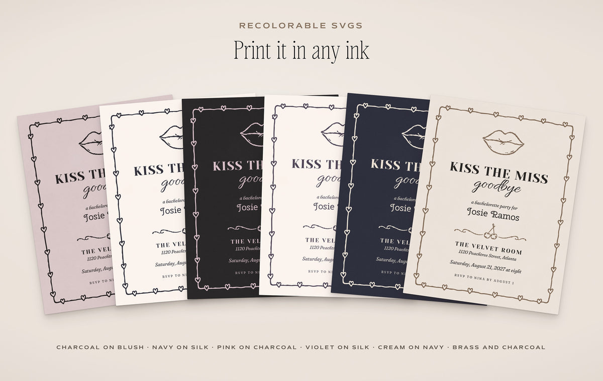 Bachelorette Invitation & Sign Builder Kit, any ink
