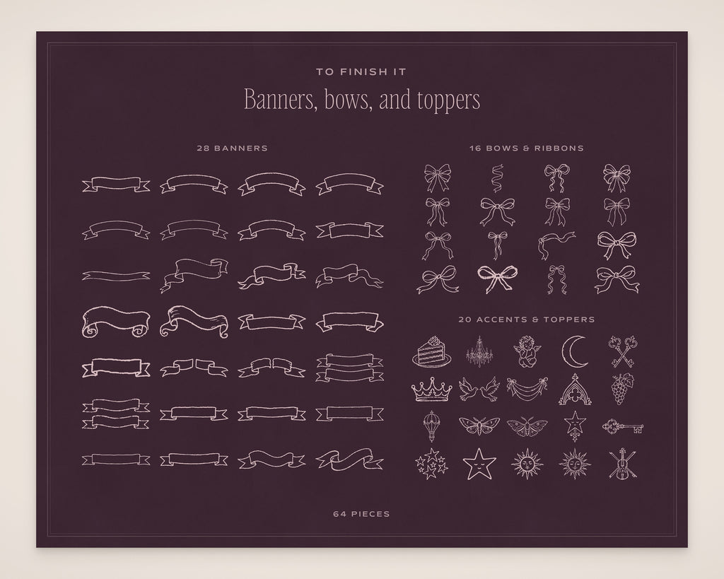 Bachelorette Crest & Logo Builder Kit, banners, bows, and toppers