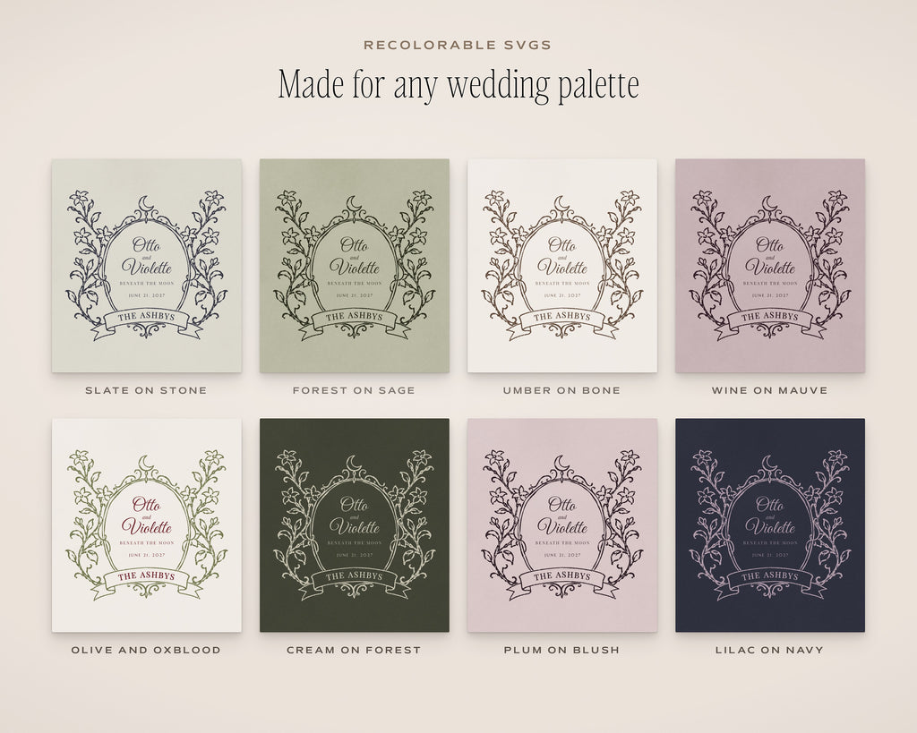 Wedding Crest & Logo Builder Kit, any wedding palette