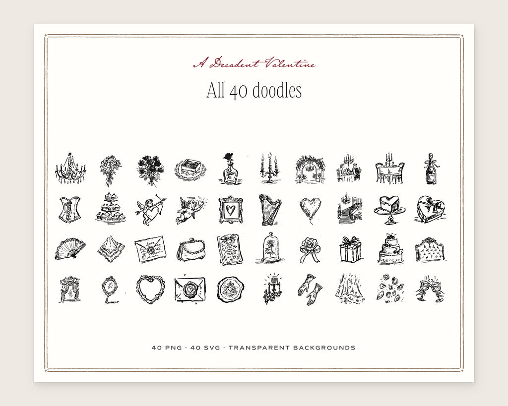 A Decadent Valentine Doodle Pack, everything in the set