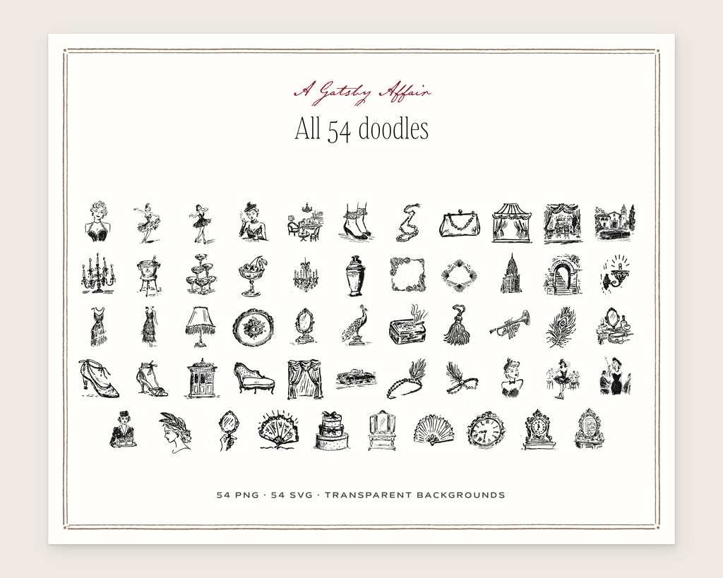 A Gatsby Affair Doodle Pack, everything in the set