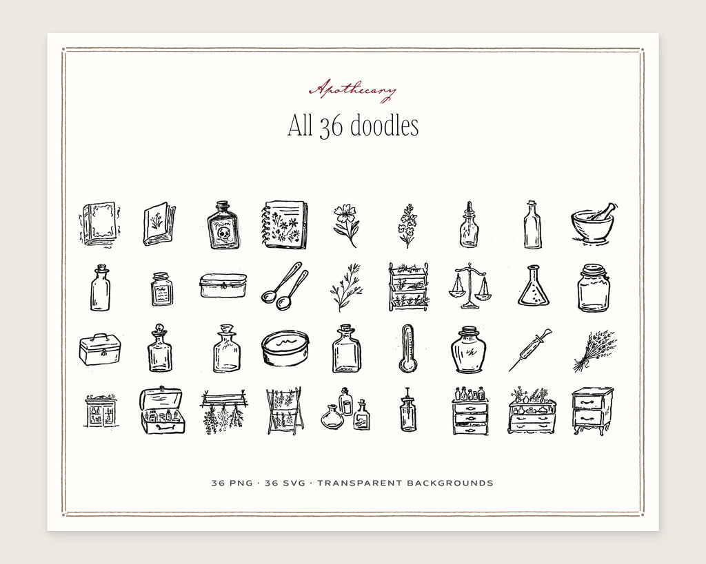 Apothecary Doodle Pack, everything in the set