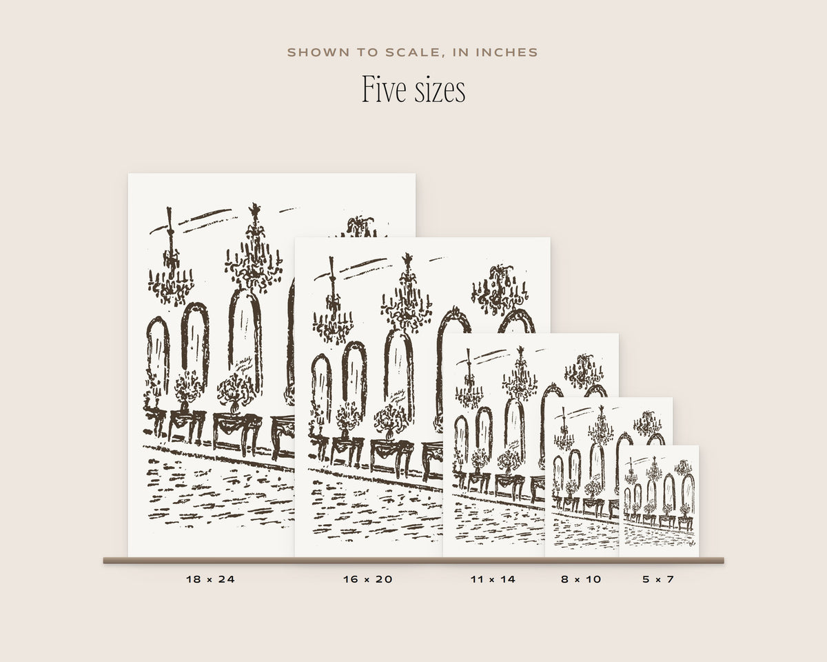 Arched Windows Hall Art Print, five sizes