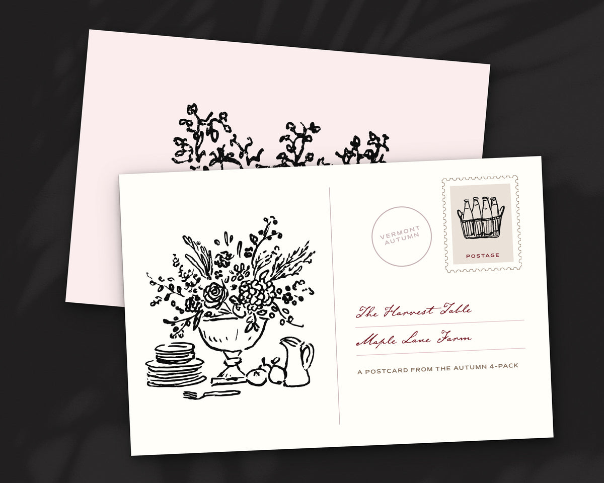 Autumn 4-Pack Doodle Bundle, postcard