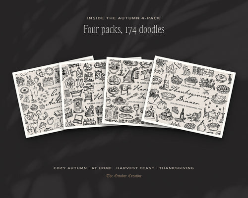 Autumn 4-Pack Doodle Bundle, the four packs inside