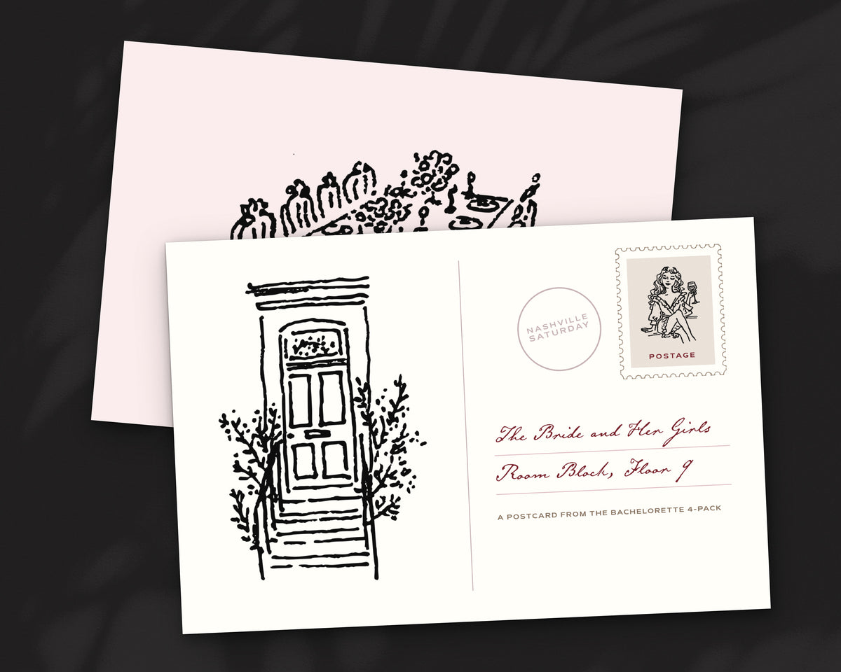 Bachelorette 4-Pack Doodle Bundle, postcard